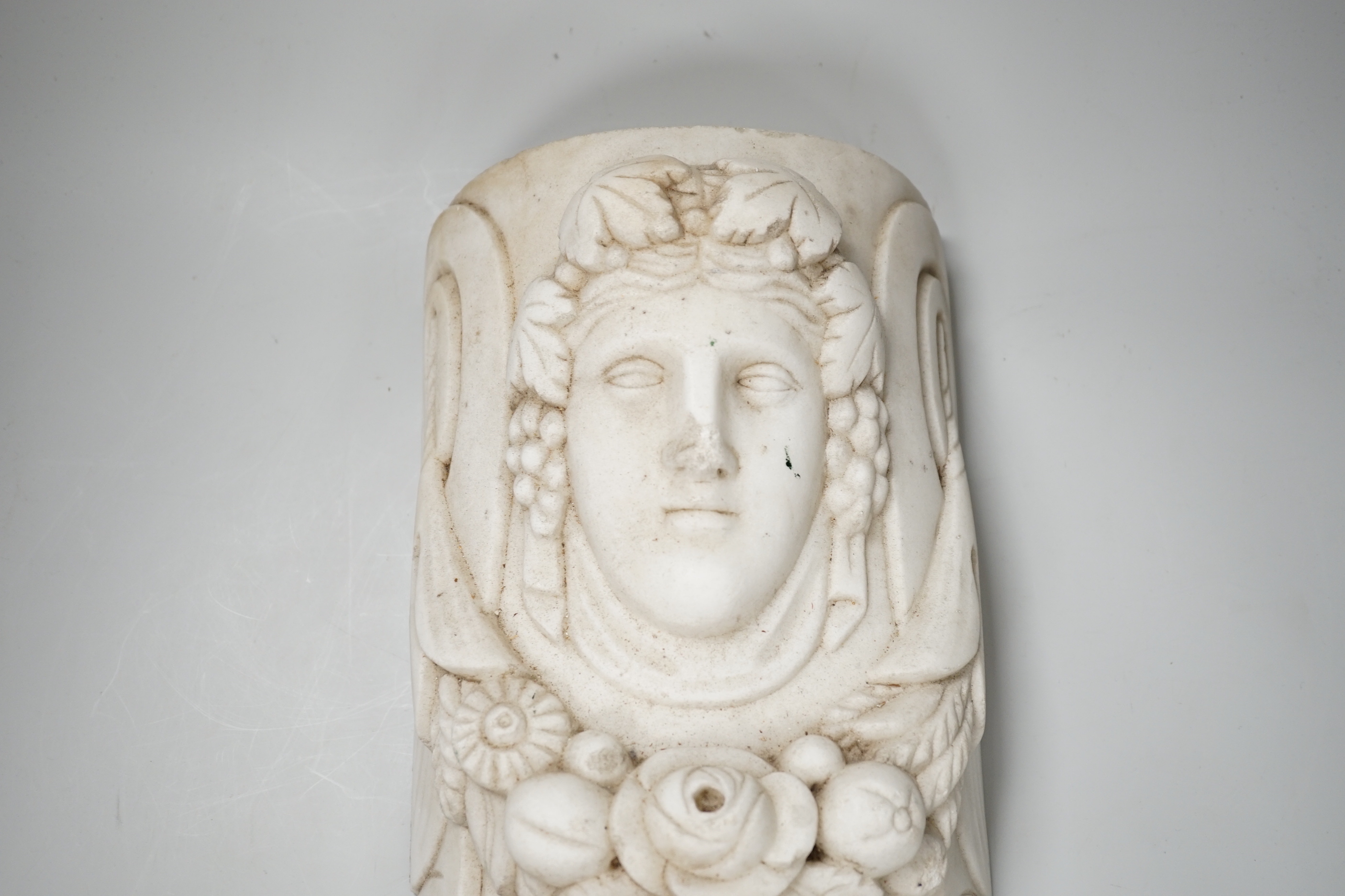 A 19th century carved marble architectural mount, 44cm high